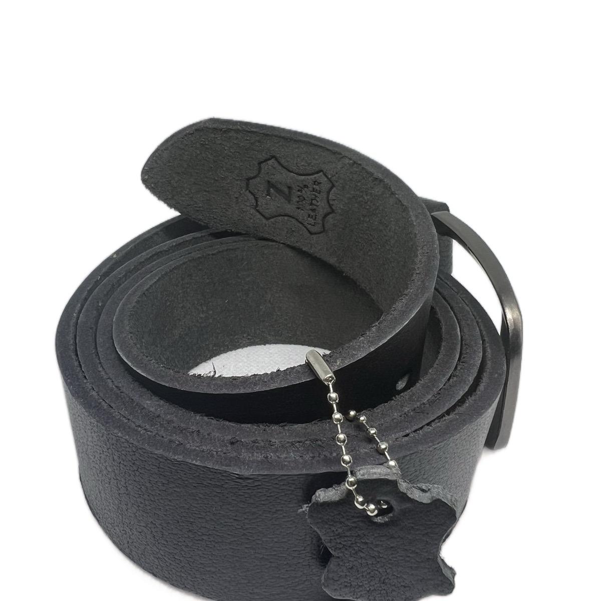 Black Genuine Leather Belt with Matt Silver Box Buckle