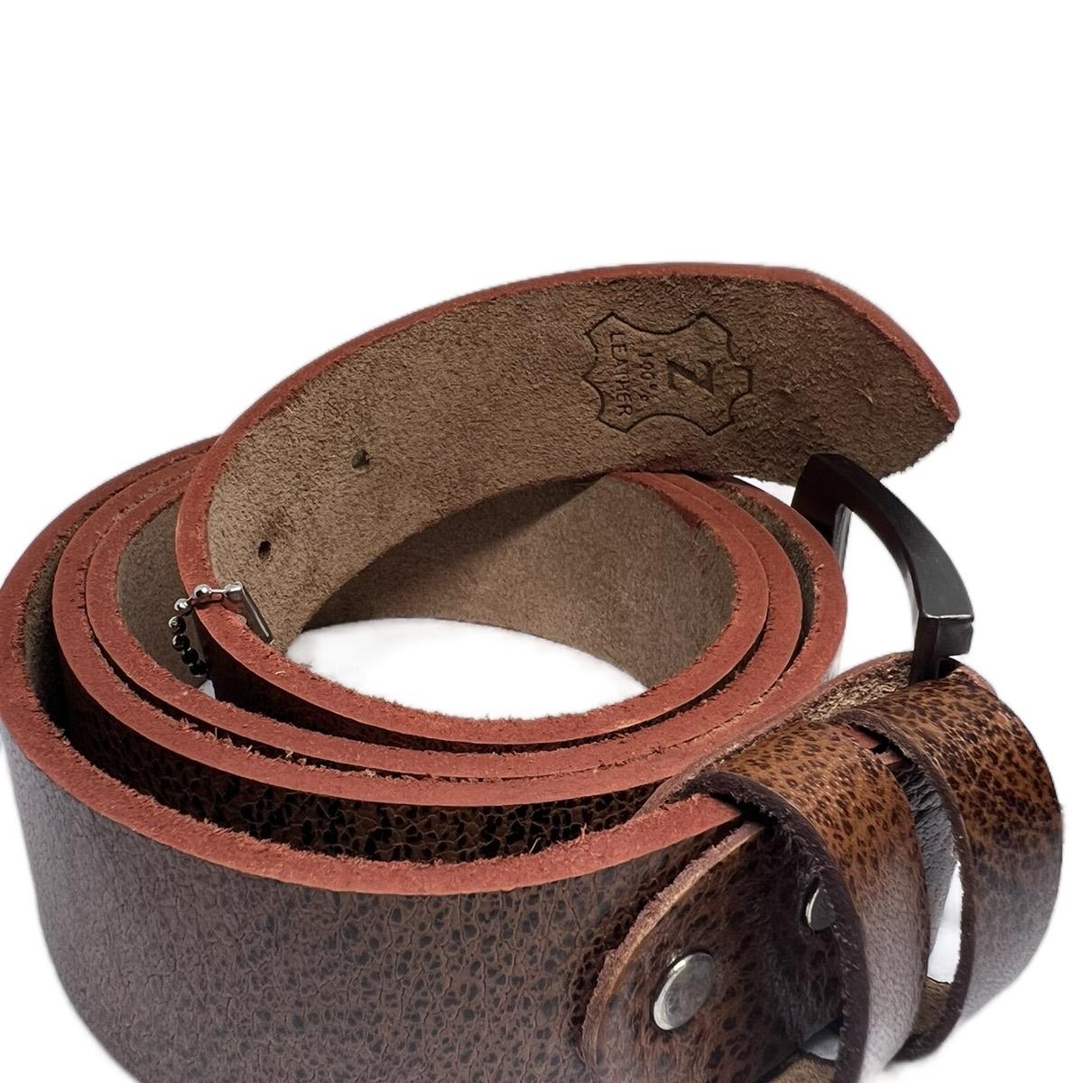 Brown Genuine Leather Belt with Matt Silver Box Buckle