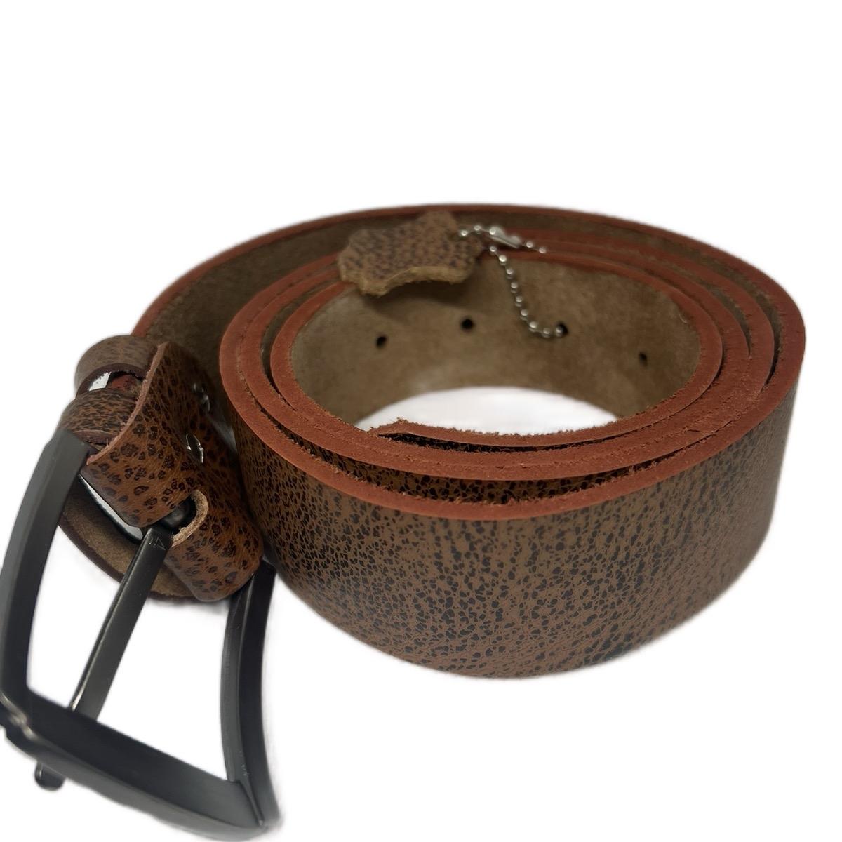 Brown Genuine Leather Belt with Matt Silver Box Buckle